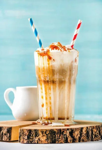Red Paper Straw Ice Latte