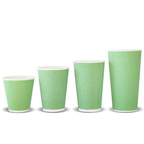 8oz Triple Wall Coffee Cup - Lime Checker