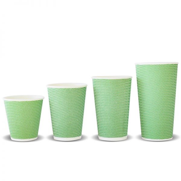 12oz Triple Wall Coffee Cup - Lime Checker